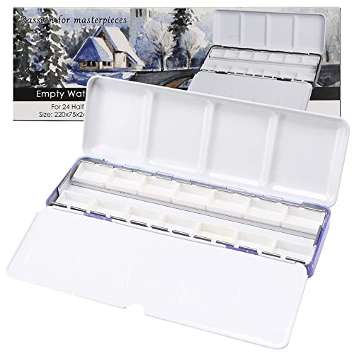 MYARTOOL Empty Watercolor Palette, Empty Watercolor Tin with Fold-Out Palette, Paint Tray Palette with 12 Empty Full Pans for DIY Travel Watercolor Palette, Acrylic Painting - color: Purple, size: 12 PCS Empty Full Pans