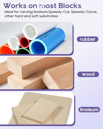 UCEC 6-Blade Linocut Set for Block Print, Purple Carving Tools for Experts - color: 1pc Linoleum Knife(purple)