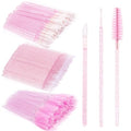200Pcs Eyelash Extension Kit, Lash Spoolies Extension Supplies Eyebrow Brush Mascara Wands Lip Brushes Applicators Disposable Micro Swab Brushes for Lash Extensions Brow Lamination Kit, Crystal Pink - color: Crystal Pink