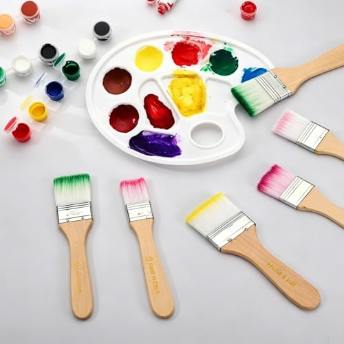 PATIKIL 6Pcs Wooden Paint Brush Set, 6.1" Nylon Bristle Flat Brushes #7 - color: Purple/White, size: #7