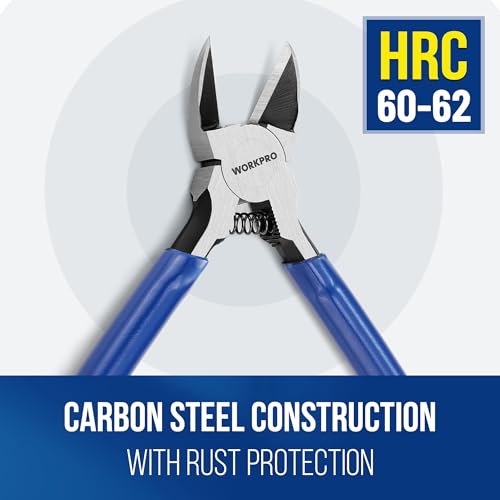 WORKPRO 2-Pack Wire Cutters, 6 Inch Precision Flush Cutters, Side Cutters - color: Blue