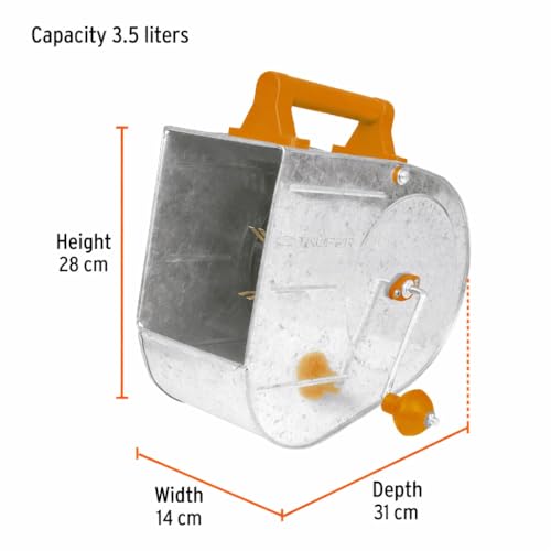 Truper Professional Galvanized Texture Applicator, Stucco Sprayer, Tirolera, 3.5 L Capacity, Adjustable Fine-to-Coarse Finish, Reversible Crank Handle (Model TIRO-G /13008)