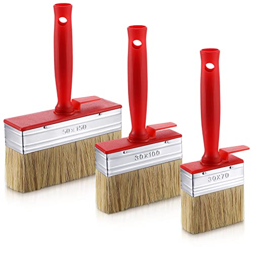 Hoolerry 3 Pcs Deck Stain and Sealer Block Paint Brushes for Wood Heavy Duty Brush Paint Brushes for Walls Applicator for Painting Staining Decking Fence (3",4",6") - size: 3", 4", 6"