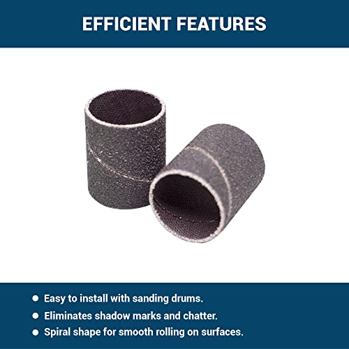 Benchmark Abrasives 1.5" x 1.5" Aluminum Oxide Abrasive Spiral Bands for Rotary Tools, Drum Sleeves for Sanding Deburring Blending Polishing on Metals Plastic Wood Rubber (10 Pack) - 60 Grit - style: 60 Grit