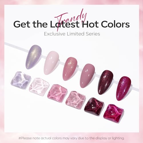 modelones Nude Gel Nail Polish Set 6 Colors, Pearl Pink Burgundy Glitter - color: A A A2 Rose Garden