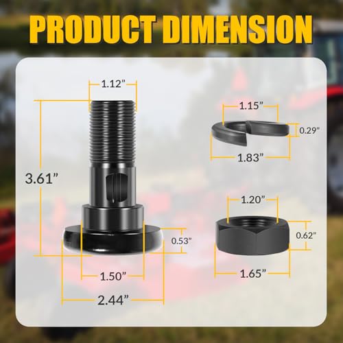 63607 Rotary Cutter Blade Bolt Kit, Replace for Bush Hog Rotary Cutter Blade Bolt Kit 63607, Fit for Howse, HICO, for Bush Hog, Includes 2 Bolts with Nuts and Washers (2-Pack)