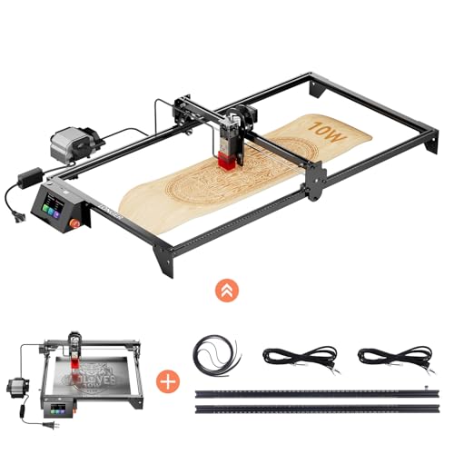 Longer RAY5 Laser Engraver, 10000mW Laser Cutter with Y-Axis Extension Area - color: Black, Silver