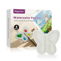 Silicone Paint Palette, 4 Well Watercolor Mixing Tray with Paint Brush Rest