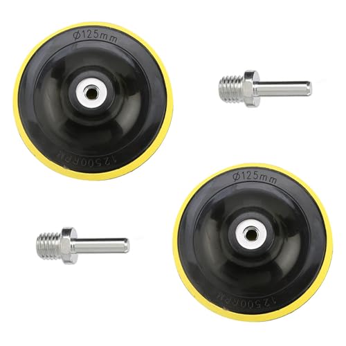 2 Pcs 5 Inch Rotary Buffing Pad Sanding Holder Angle Grinder Sanding Attachment with M14 Thread Flocked Sandpaper Suction Cup Suitable for Sanders and Polishers