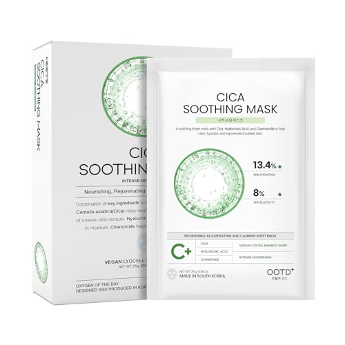 #OOTD Cica Calming Moisturizing Vegan Sheet Mask(10-Pack) | Korean Skincare - color: [10 Count] Cica