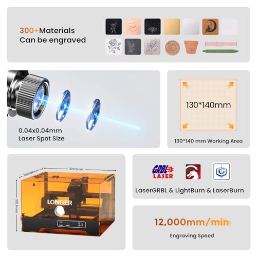 LONGER Ray5 Laser Engraver, 3500W High Precision Laser Engraving - color: Deep Black & Orange