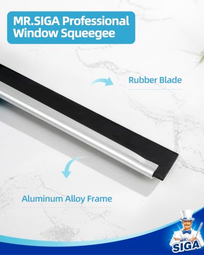 MR.SIGA Professional Window Squeegee & Microfiber Window Scrubber, 14 inch - size: 14-inch