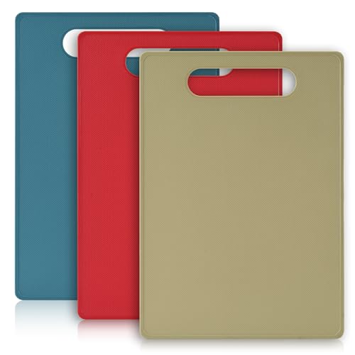 Luckyiren Large Plastic Cutting Board Set, 3 Pack 14 x 10 Inch Cutting Mats
