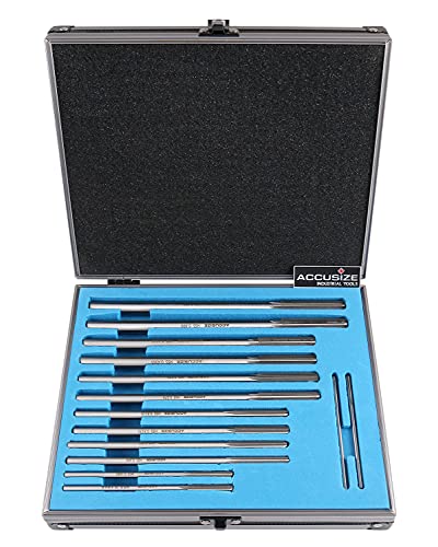 Accusize Industrial Tools Chucking Reamer Set, 0.1240" to 0.5010", 14 Pc - size: Over & Under Size 0.1240"-0.5010"