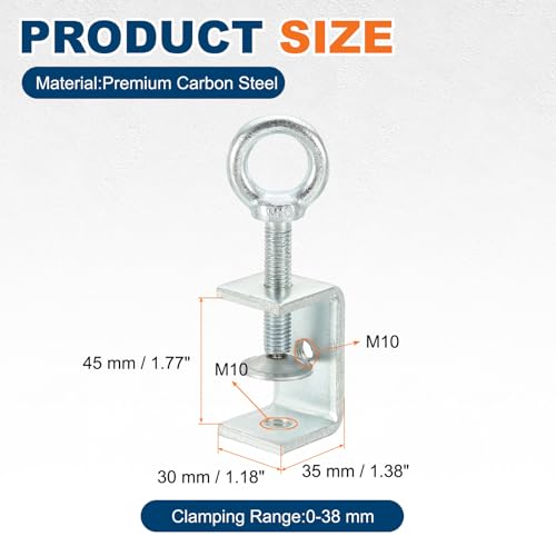 HARFINGTON Carbon Steel C Clamps, 45mm Square Galvanized Mini Tiger Clamp - size: 45mm
