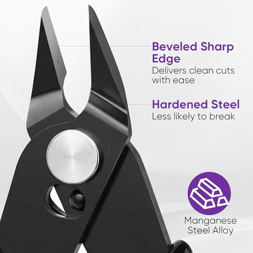 5 Inch Micro Wire Cutters, 5 Pack Precision Flush Cutters, Zip Tie Cutter - color: Black (5 Pack)