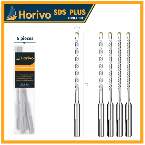 5/32" x 6" 5-Pack SDS-Plus Heavy Duty Carbide Concrete Drill Bits - size: 5/32" x 6"