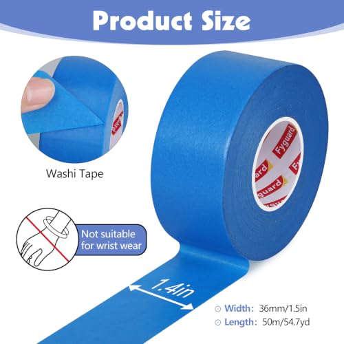10Rolls Blue Painters Tape 1.5In×55Yd Wide Blue Masking Tape for Painting - size: 10rolls/1.5in