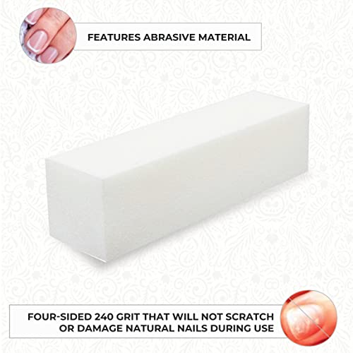 ForPro Super White Buffing Block, 240 Grit, Four-Sided Manicure and Pedicure Nail Buffer, 3.75” L x 1” W x 1” H, 20-Count (Pack of 2) - size: 240 grit (Pack of 2)
