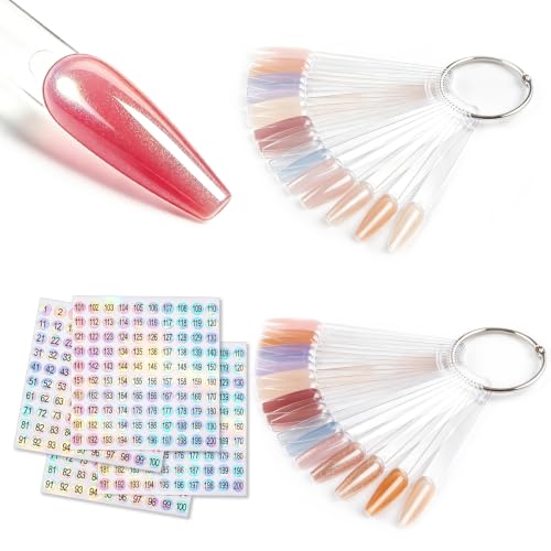 100PCS Flat Stiletto Clear Nail Swatches Sticks with Metal Rings - color: 100pcs Flat Stiletto