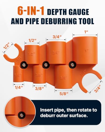 17 PCS Pipe Deburring Tool Set, Depth Gauge and Removal Tools for Sharkbite, Deburring Tool with 10 High Speed Steel Blades, Plumbing Tools Kit for PVC PEX Copper Aluminum Pipes - color: 17 PCS