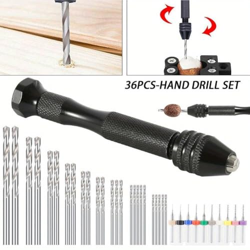 36Pcs Micro Hand Drill Bits Set – Pin Vise PCB Mini Twist Drill Tool for Jewelry, Wood Craft & DIY Sculpture