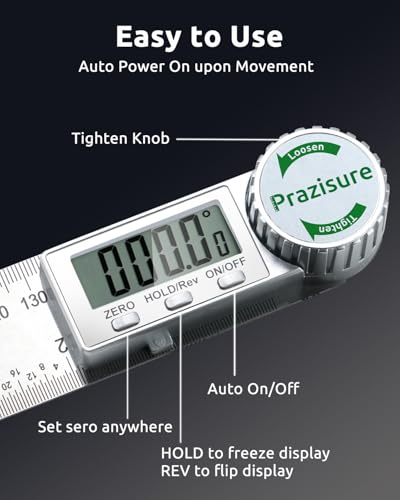 Digital Angle Finder Protractor, 7 inch, for Woodworking and DIY, Aluminium