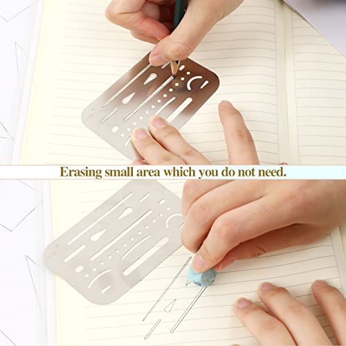 4 Pcs Erasing Shields Stainless Steel Drawing Template Shields Drafting Tools Metal Eraser Shields Tool for Mechanical Drawing Engineering Design