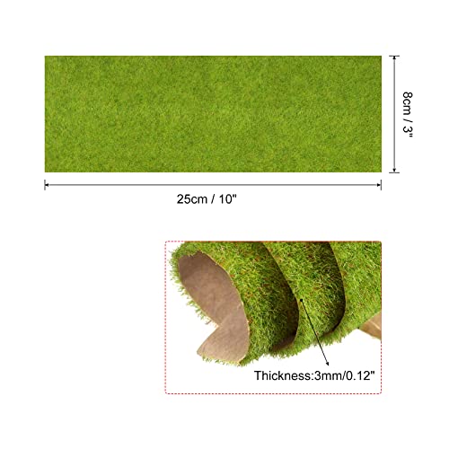 MECCANIXITY Artificial Model Grass Mat 4pcs 3"x10"(8cmx25cm) Yellow Green - color: Yellow Green, size: 3" x 10"