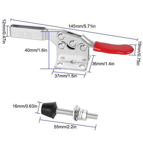 Adjustable Toggle Clamp 12 Pack 201-B Style Quick Release Toggle Latch Hold Down Clamp Antiskid Red Horizontal Clamps 360Lbs Holding Capacity Quick Release Woodworking Tool