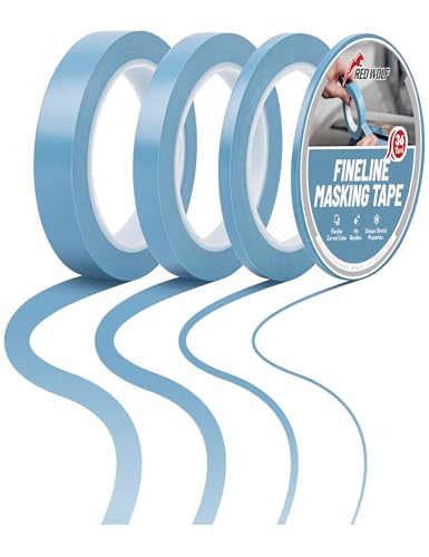 RED WOLF 4 Rolls PVC Pinstriping Tape 36Yd 1/8 Inch, 1/4 Inch, 1/2 Inch, 3/4 Inch Blue, Automotive Car Paint for Curves Conformable Stretch Fine Line Auto Painters Tape Clean Curved Lines - style: 1/8, 1/4, 1/2, 3/4 Inch