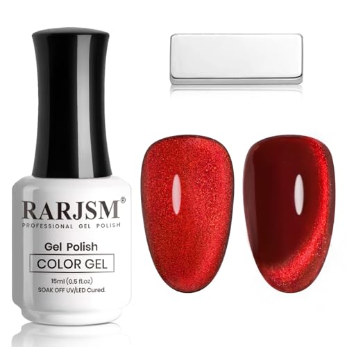 RARJSM Cat Eye Gel Nail Polish Diamond Dark Black Wine Red 15ml - color: Dark Wine Red