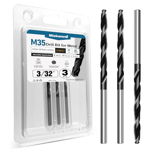 3/32 Inch Cobalt Drill Bit Set, HSS M35, Industrial Grade, TiAlN Coated - size: 3/32 Inch