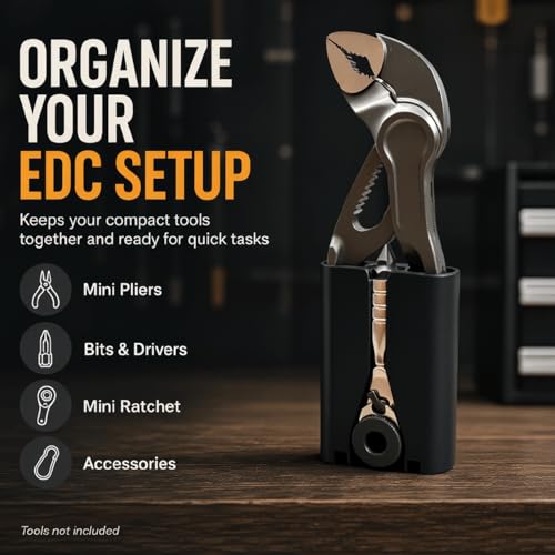 Mini Tool Organizer Compatible with Knipex 100mm Pliers, EDC Storage Holder for Leatherman Bits & Victorinox Tools, Compact Pocket Organizer - Black