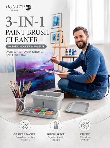DUGATO 3-in-1 Paint Brush Cleaner, Brush Basin Washer, Grey - color: Grey