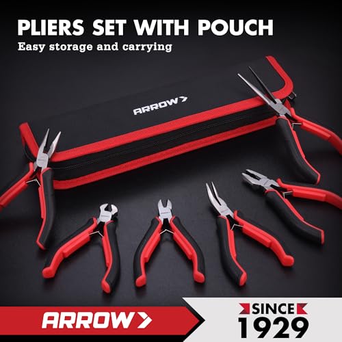 ARROW Mini Pliers Set, 6PC Precision Jewelry Craft Pliers Kit