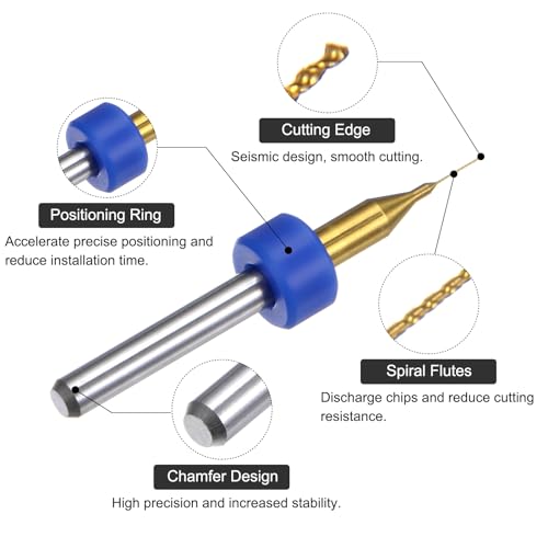 uxcell 10pcs PCB Drill Bits 1/8" Shank 0.2mm Titanium Coated Carbide Micro Twist Mini Drill Bits Set Rotary Drilling Tool for Print Circuit Board Jewelry CNC Engraving - size: 0.2mm