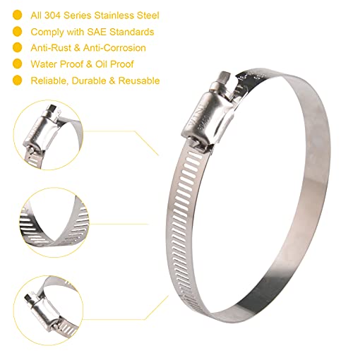 WINL Stainless Steel Hose Clamps 8Pack 3" to 4" (76mm-102mm) - size: SAE#56 ( 3" ~ 4" )