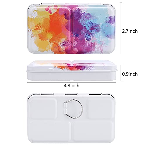 MyArTool Empty Watercolor Palette, Empty Watercolor Tin Box Palette Paint Case, Foldable Watercolor Paint Palette with 12 Empty Half Pans for Watercolor and Acrylic Painting - color: Colorful, size: 12 PCS Empty Half Pans