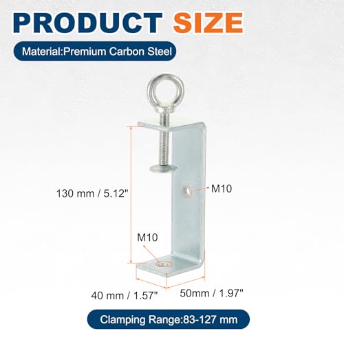 HARFINGTON Carbon Steel C Clamps, 130mm Square Galvanized Mini Tiger Clamp - size: 130mm