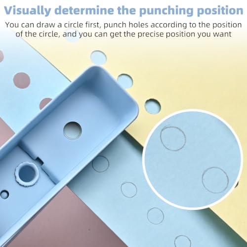 Single Hole Puncher, 1/4" Hole, 50% Labor Savings, Heavy Duty Metal Punch, 15 Sheet Capacity, for ID Cards, Chipboard, Art Project, Crafts Easy Punching, Blue - size: Blue 1 Pack