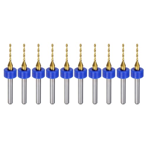 uxcell 10pcs PCB Drill Bits 1/8" Shank 1.2mm Titanium Coated Carbide Micro Twist Mini Drill Bits Set Rotary Drilling Tool for Print Circuit Board Jewelry CNC Engraving - size: 1.2mm
