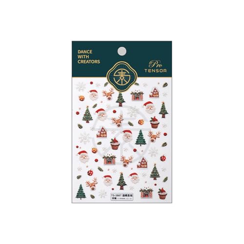 5D Embossed Christmas Nail Stickers Santa Elk Xmas Tree Nail Art Decals Self Adhesive Pegatinas Uñas for Women Nail Supplies Art Design Stickers - color: Christmas-3867