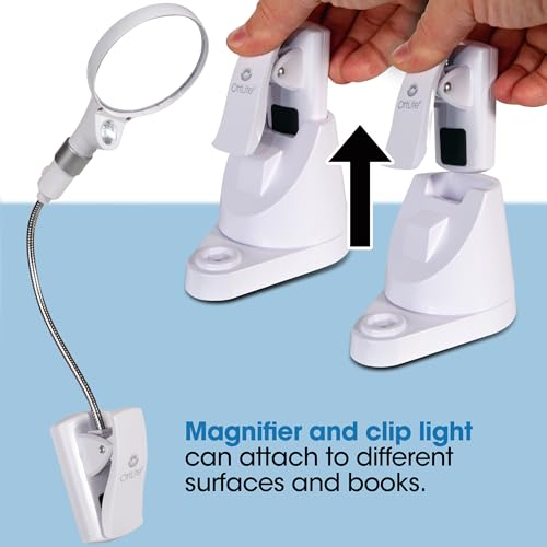 OttLite LED Clip and Freestanding Magnifier Lamp, White