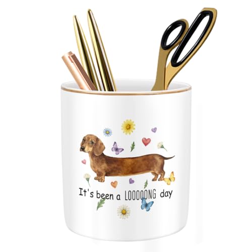 Large Capacity Ceramic Pen Holder, Dachshund - color: Dachshund