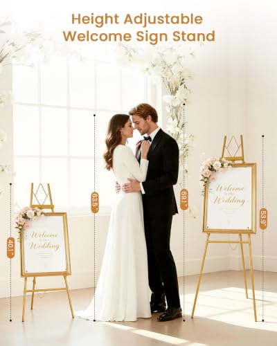 53.9" Gold Easel Stand for Sign, Display Easel for Wedding Sign, Painting - color: Gold DM