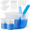 Large Silicone Resin Measuring Cups Tool Kit - Nicpro Reusable 600ml & 100ml Measure Cup, Silicone Stir Sticks Pipettes Finger Cots for Epoxy Resin Mixing, Molds, Jewelry Making, Waxing, Easy Clean - color: white 2, size: 600ml+100ml