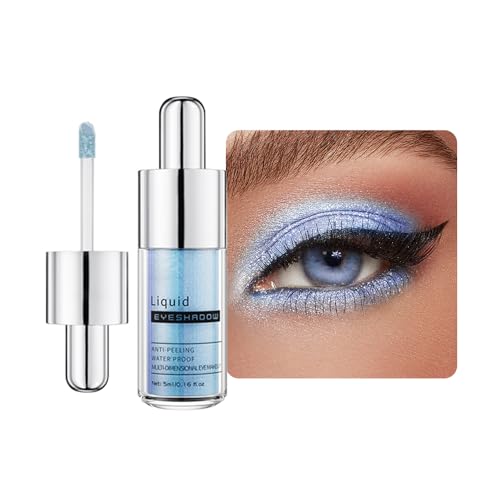 Ocean Blue White Shimmer Liquid Metallic Eyeshadow, Everyday Cool Toned Eye Shadow Makeup for Older Women, Multi-Dimensional Finish For Green Hazel Eyes, Mini Travel Size, Vegan & Cruelty-Free 10# - color: J-#10