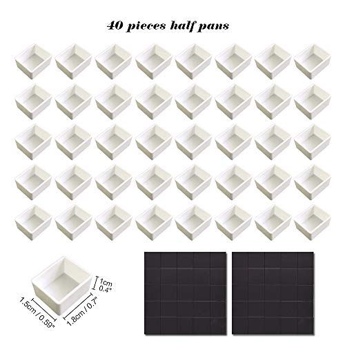 40 Empty Half Pans Watercolor Palette Tins Box with Magnetic Squares - color: Black, size: 40 Half Pans