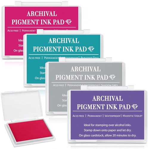 MotiMind 4 Pcs Multicolor Archival Pigment Waterproof Ink Pad for Stamp - color: Multicolor